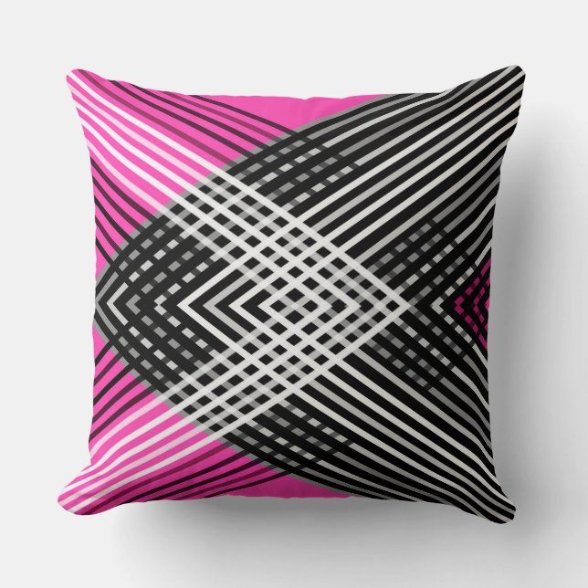 Coussin Bandes entrelacées en noir et blanc et gris sur un (Recto)