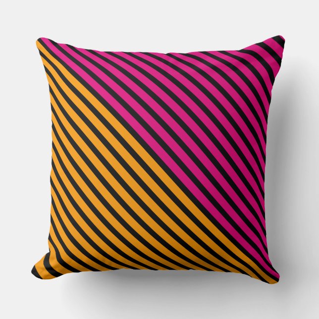 Coussin Bandes étroites noires + votre dos couleur & idées (Recto)