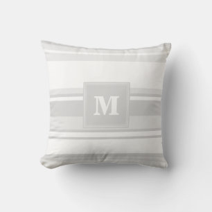 Coussin Bandes gris clair monogrammes