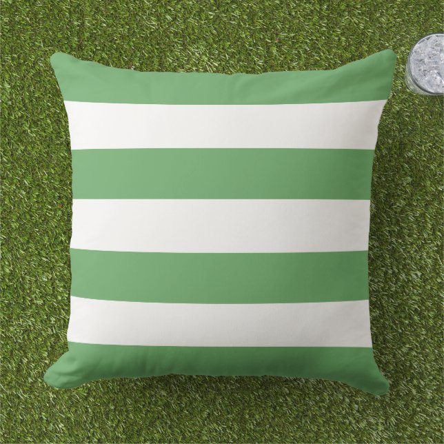 Coussin Bandes horizontales classiques et vertes (Herbe)
