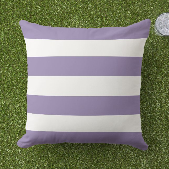 Coussin Bandes horizontales simples et violettes classique (Herbe)