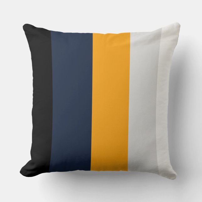 Coussin Bandes jaunes, bleues, blanches et noires (Recto)