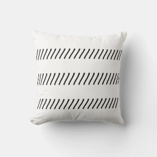 Coussin Bandes/lignes minimalistes simples noir et blanc