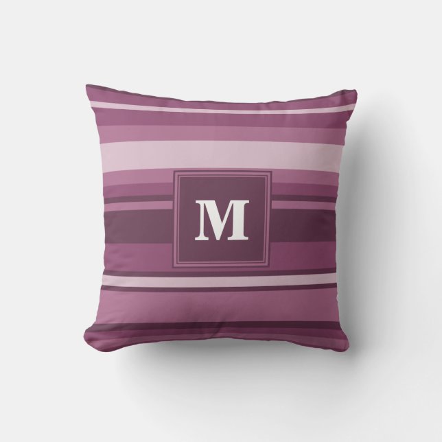 Coussin Bandes mauve monogrammes (Recto)