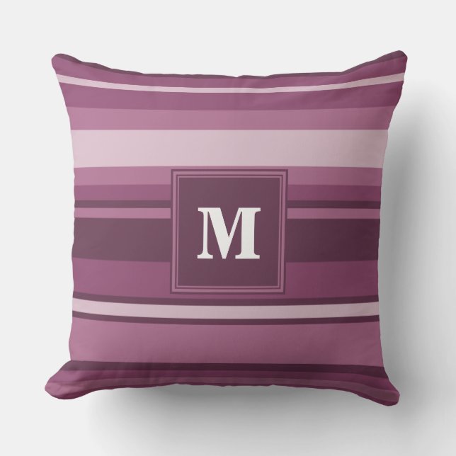 Coussin Bandes mauve monogrammes (Recto)