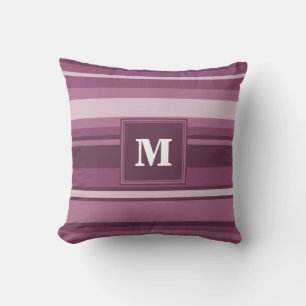 Coussin Bandes mauve monogrammes