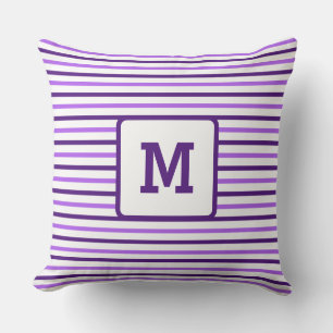 Coussin Bandes mignonnes pourpres Personnalisées Blanc ini