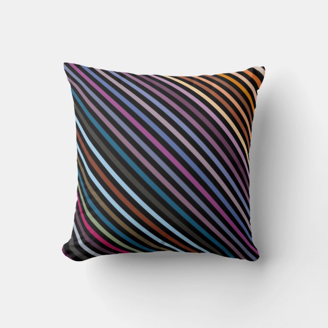 Coussin Bandes multicolores et noir (Recto)