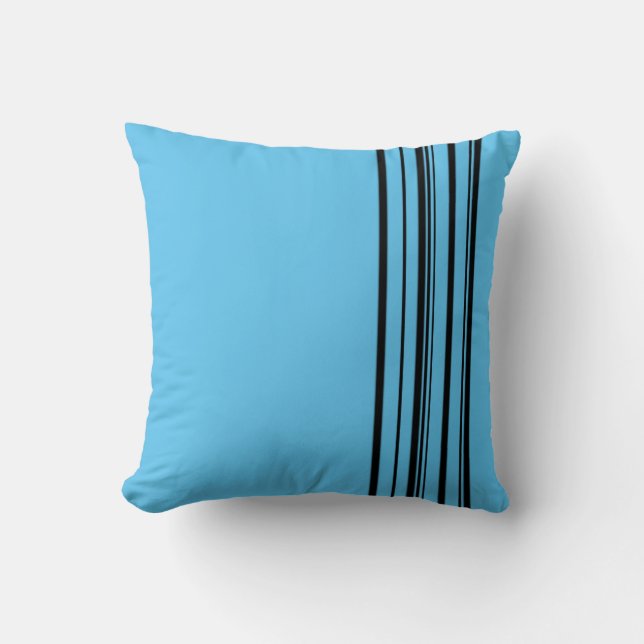 Coussin Bandes noires avec arrière - plan bleu (Recto)