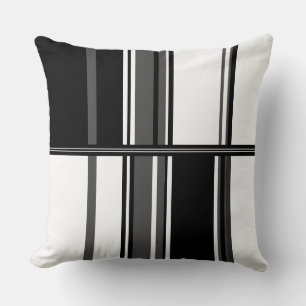 Coussin Bandes noires, blanches et grises