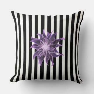 Coussin Bandes noires et blanches Aquarelle à fleurs Xray