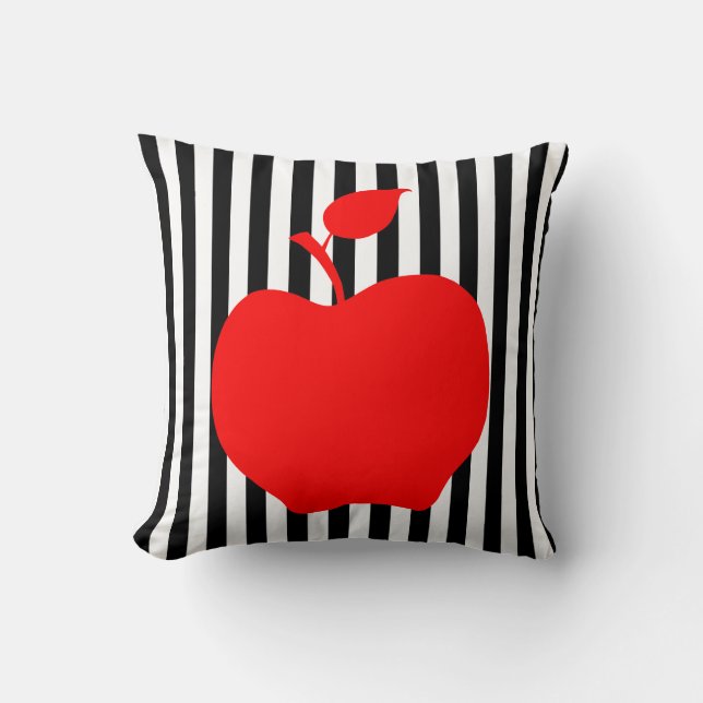 Coussin Bandes noires et blanches avec pomme (Recto)