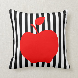 Coussin Bandes noires et blanches avec pomme