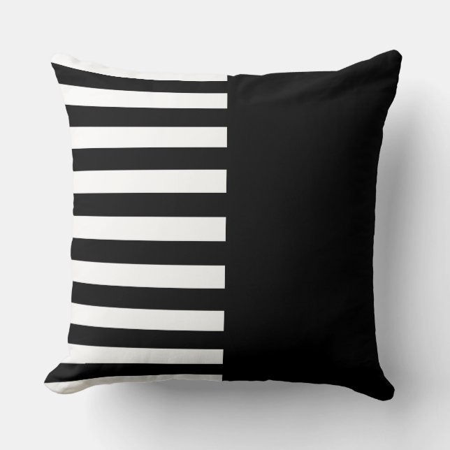 Coussin Bandes noires et blanches étroites Motif Lancer Pi (Recto)