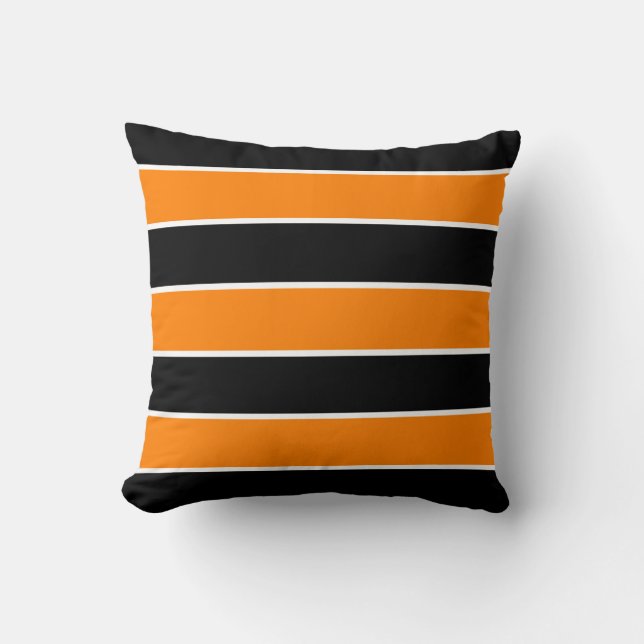 Coussin Bandes noires et orange (Recto)