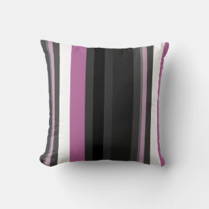 Coussin Bandes noires, grises et blanches