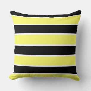 Coussin Bandes noires, jaunes et blanches