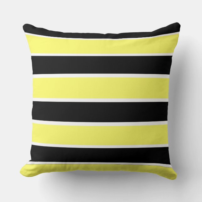Coussin Bandes noires, jaunes et blanches (Recto)