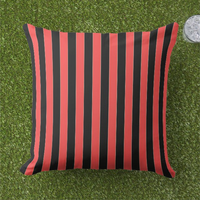 Coussin Bandes noires rouges (Herbe)