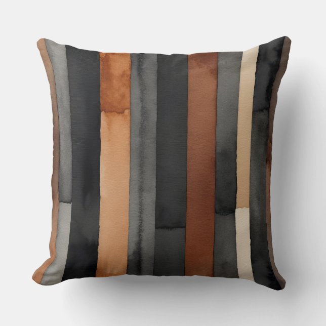 Coussin Bandes noires, rouille, charbon de bois et bronze (Recto)