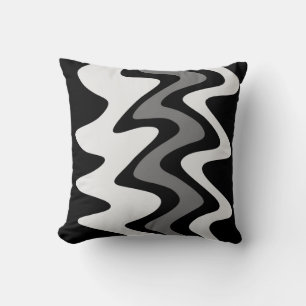 Coussin Bandes ondulées argentées et noires
