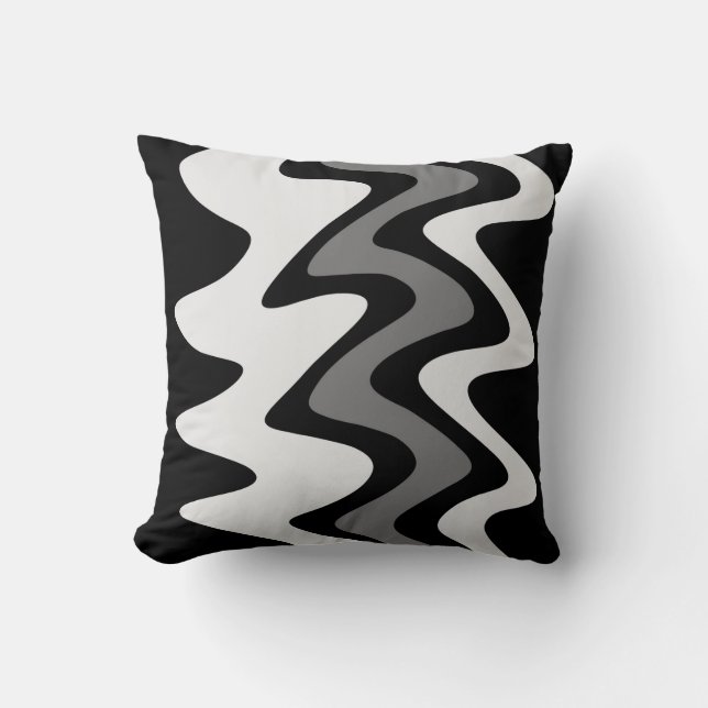 Coussin Bandes ondulées argentées et noires (Recto)