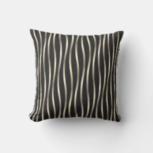 Coussin Bandes ondulées dorées, texture luxueuse