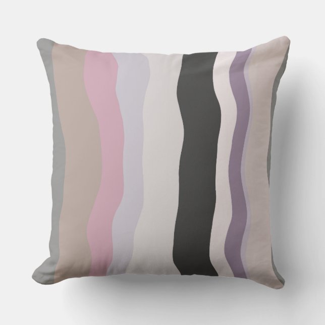 Coussin Bandes ondulées roses et violettes (Recto)