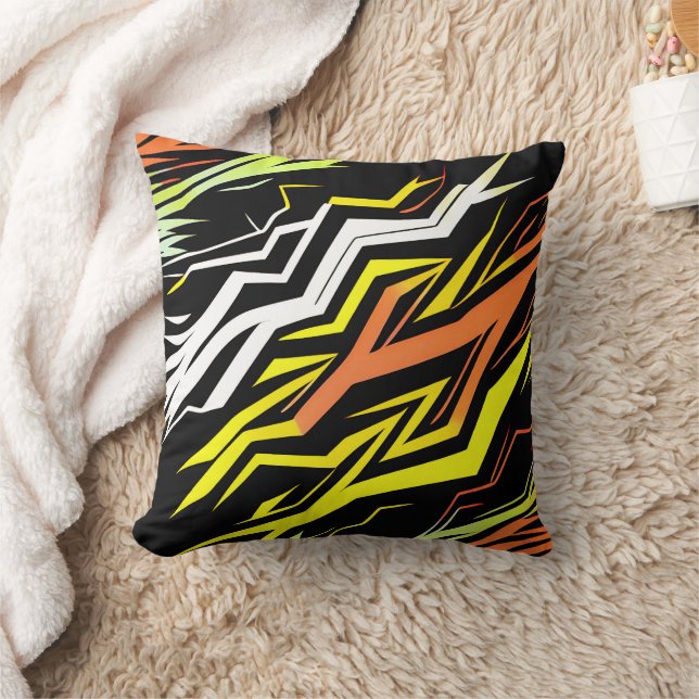 Coussin Bandes orange jaune Abstraites (Couverture)