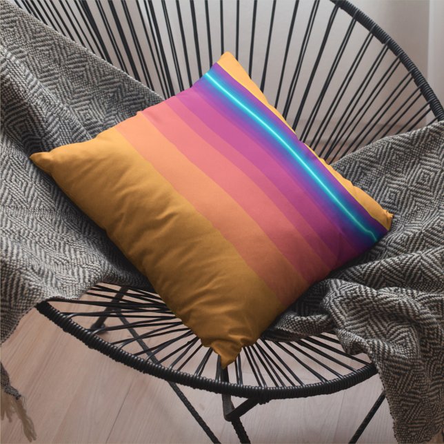 Coussin Bandes Orangées Turquoise (Créateur téléchargé)
