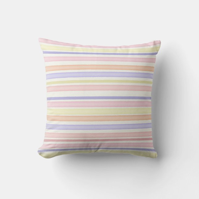 Coussin Bandes pastel multicolores (Recto)