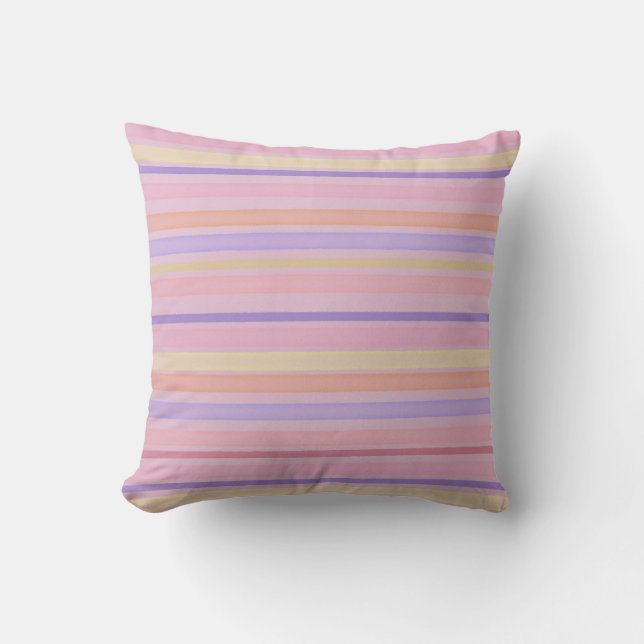 Coussin Bandes pastel multicolores (Recto)