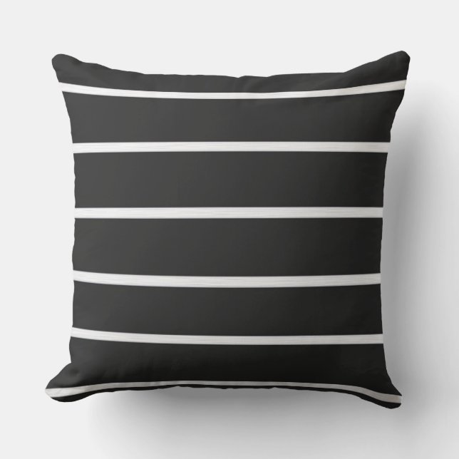 Coussin Bandes peintes en blanc sur noir (Recto)