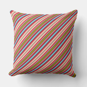 Coussin Bandes Plaid Multicolores Motif-57666