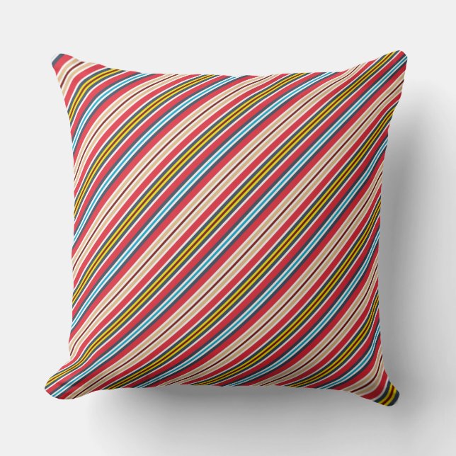 Coussin Bandes Plaid Multicolores Motif-57666 (Recto)