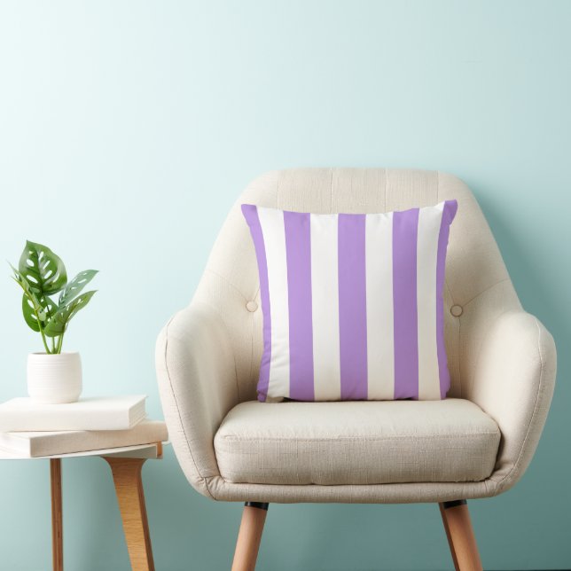 Coussin Bandes pourpres, Blancs, Motif rayé (Chaise)
