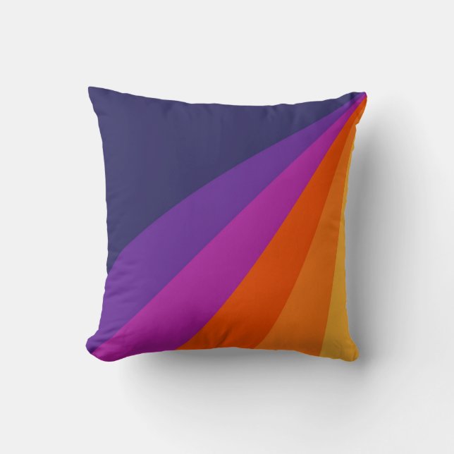 Coussin Bandes rétro en diagonale violette et orange (Recto)