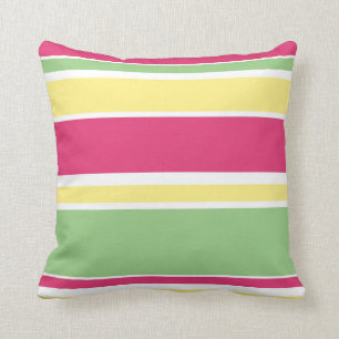 Coussin Bandes roses, vertes et jaunes