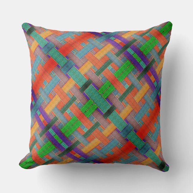 Coussin Bandes rougeâtres croisées de Granny, avec aspect  (Recto)