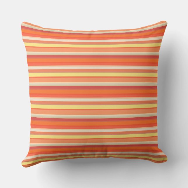 Coussin Bandes rouges mignonnes orange (Verso)