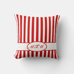 Coussin Bandes rousses automnales avec monogramme