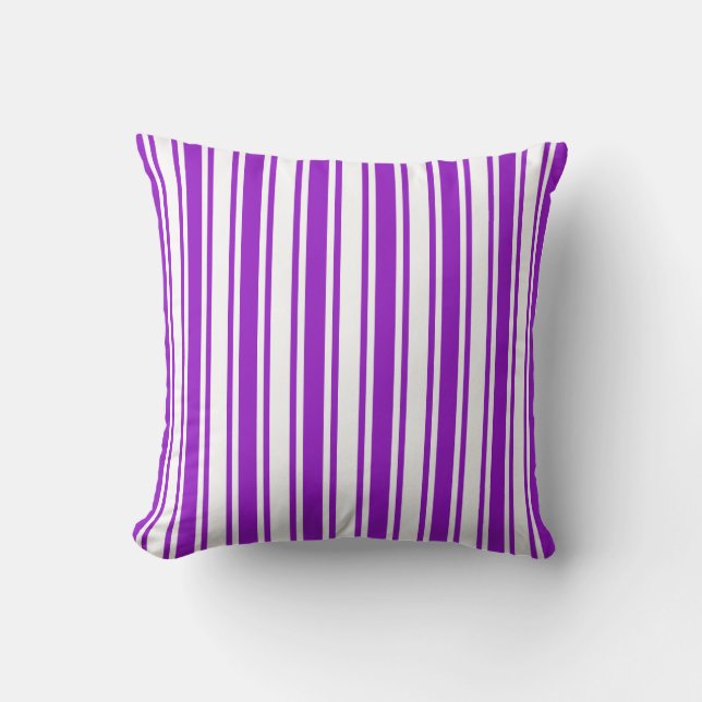 Coussin Bandes royales de bonbons violets et blancs (Recto)