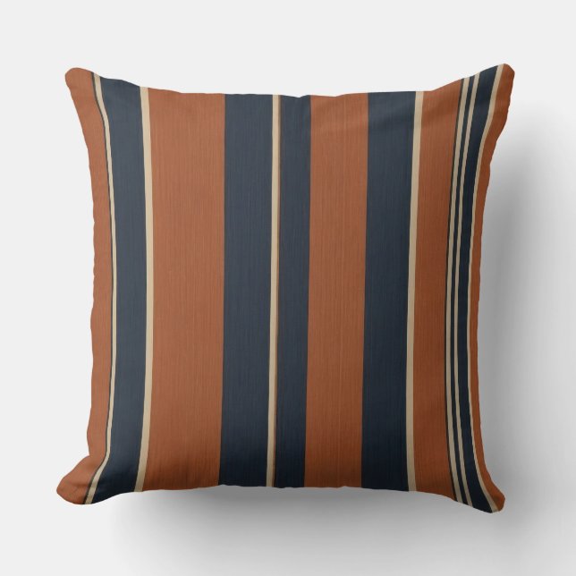 Coussin bandes texturées bleues et orange (Recto)