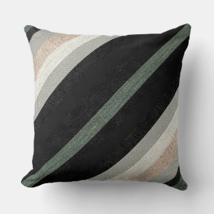 Coussin Bandes Texturées Modernes De Tissu Et De Cuir