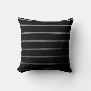 Coussin Bandes texturées noires/blanches Lancer l'oreiller
