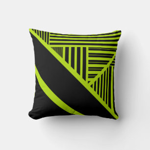 Coussin Bandes triangulaires - Vert citron