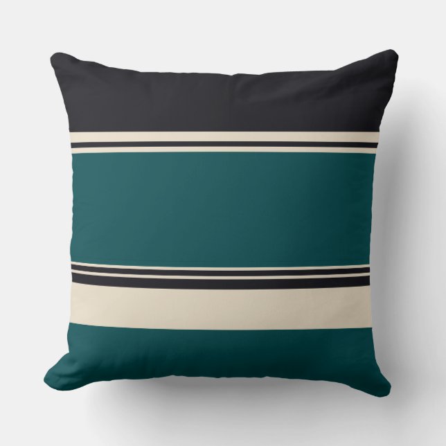 Coussin Bandes turquoises et Onyx (Recto)
