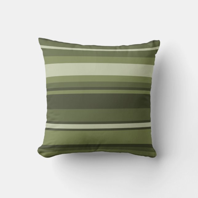 Coussin Bandes vert olive (Recto)