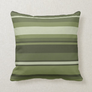 Coussin Bandes vert olive