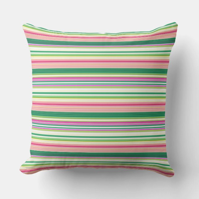 Coussin Bandes vert rose pâle (Recto)